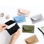 韩国iconic时尚气质纯色信封，式卡包手持便携仿皮，超薄卡包零钱包