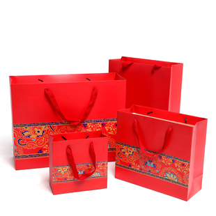 中国风礼盒包装中国风红色喜庆袋纸袋，手提袋礼物袋回礼袋