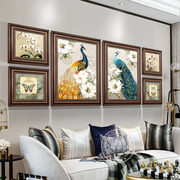 美式装饰画客厅沙发背景墙壁画组合挂画卧室壁画餐厅玄关油画孔雀