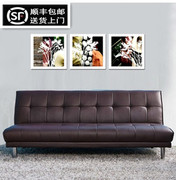 多功能日式皮艺可折叠简约双人三人小户型实木沙发床1.8办公沙发