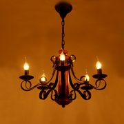 欧式铁艺地中海复古蜡烛实木，吊灯客厅灯美式乡村，酒吧灯餐厅灯具