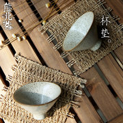 原创手工布艺茶道小杯垫 禅意简约日式小布垫子个性创意棉麻茶垫