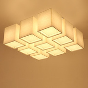 简约新中式方形九宫格羊皮纸吸顶灯客厅书房卧室灯别墅样板房灯具