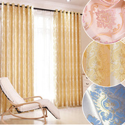 高档简约欧式客厅，金色提花窗帘布料定制客厅，卧室阳台成品