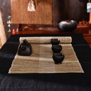中式古风手工茶席布苎麻(布苎麻)镂空浅棕色禅意茶席，布茶巾(布茶巾)麻类桌旗桌布