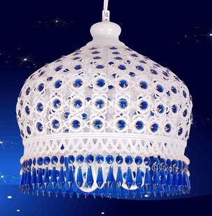 波西米亚灯具地中海风格，白色水晶单头小吊灯，卧室餐厅灯创意个性
