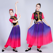 新疆表演服饰 舞台 演出服民族服装哈萨克维族舞蹈服女装大裙带裤