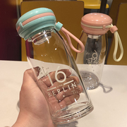 韩国小清新简约玻璃杯便携防漏耐热水杯男女学生，情侣杯子过滤茶杯