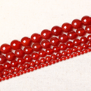 天然水晶红玛瑙散珠串珠子手链，配件饰品圆珠，diy手工配件材料