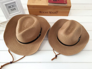 亲子牛仔草帽儿童宝宝男童，夏天沙滩帽大沿遮阳帽，男户外防晒太阳帽
