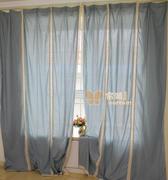 美式乡村蓝色地中海成品窗帘棉麻拼接客厅卧室阳台飘窗窗帘隔断帘
