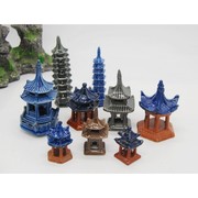 中式陶瓷凉亭塔假山盆景专用陶瓷，摆件园林吸水石，造景鱼缸水族装饰