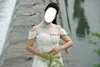 民歌礼服女谭晶同款演出服米白色，韩版高腰雪纺连衣裙明星长裙