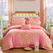 婚庆四件套粉色结婚床品被套被套床盖床罩四件套，床上用品六七件套