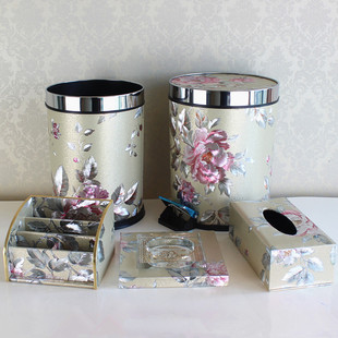 银色花欧式家用垃圾桶，时尚创意厨房卫生间垃圾桶，客厅脚踏有盖筒