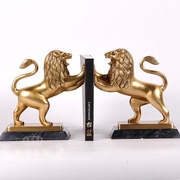 印度黄铜雄狮造型书档书靠书立欧式创意商务书房办公室铜摆件