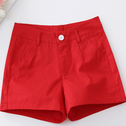 短裤女夏季2024韩版红色自然腰显瘦宽松阔腿热裤子百搭外穿