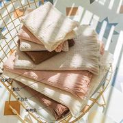 北欧风浴巾2件套（含毛巾）流苏全棉纯棉纯白色 防臭吸水清晰简约