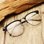 复古大框木质眼镜架男潮女近视板材仿木纹方形防蓝光半框眼镜框潮