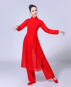 古典舞演出服民族舞半壶纱舞蹈服装红色秧歌服成人女长裙