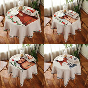小方桌圆桌布布艺棉麻家用桌布文艺卡通，小桌布茶几餐桌小台布盖布