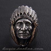 印第安长老戒指纯银个性款式复古做旧潮男进口925指环欧美风格