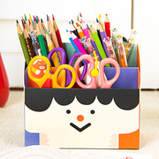 韩国创意4格收纳盒DIY纸质笔筒储物盒桌面整理收纳可爱笔筒