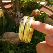 纯手工纯黄铜手镯，加厚实心铜，饰品菱形花纹铜镯子手圈