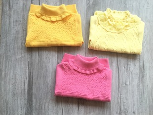 童装 儿童女童 纯棉线打底针织衫毛线衣套头毛衣黄色粉色亏本