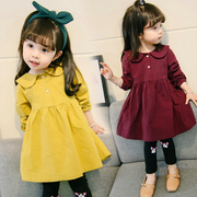 女宝宝连衣裙春款2024韩版女小童裙子长袖1-5岁娃娃，领公主裙