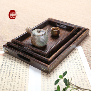日式实木小号功夫茶盘 家用长方形简约果盘 大号木质餐盘托盘茶具