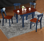 实木可伸缩抽拉餐桌组合韩式现代简约地中海时尚家用长方形餐桌椅