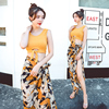 女三件套韩国耐浪性感保守显瘦小胸聚拢长裙沙滩游泳衣姜黄色