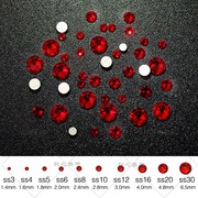 1440颗装 美甲饰品平底水钻大红银底钻指甲钻平底红钻仿奥钻