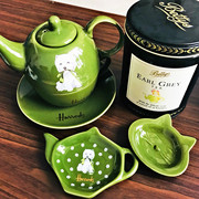 英国泰迪西高地茶杯陶瓷茶壶，子母壶骨瓷杯，小狗熊harrod热水壶日式