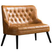 新小户型客厅卧室美式复古皮艺双人沙发 咖啡厅欧式皮沙发椅卡品