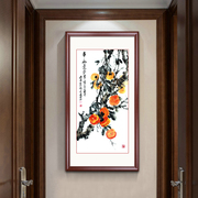 良木新中式玄关装饰画竖版挂画过道，走廊壁画事事如意餐厅壁画单幅