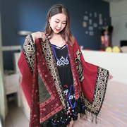 西藏青海旅游民族风斗篷，秋冬季加厚仿羊绒披风空调披肩围巾两用女
