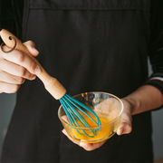 日式榉木柄家用手动打蛋器烘焙工具发奶油鸡蛋搅拌器硅胶条打蛋棒