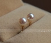 志玲同款18k金天然(金天然)珍珠耳钉细小mini珍珠925纯银5-6mm