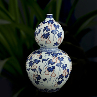 景德镇陶瓷花瓶手绘青花，瓷器台面摆件博古架客厅，电视柜玄关装饰品