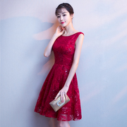 敬酒服新娘2023韩式红色，短款修身显瘦结婚小礼服连衣裙女春