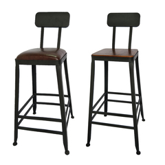 定制美式复古铁艺吧台椅高脚凳靠背酒吧椅甜品店桌椅组合实木小圆