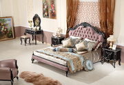 桦天下欧式床新古典法式深色家具婚床1.8米双人，美式床全实木床