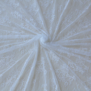 白色弹力蕾丝布料满幅绣花时下连衣，裙子窗帘婚庆道具装饰