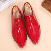 青年男生韩国尖头皮鞋，春秋漆皮大红色，男鞋发型师韩版个性休闲鞋子