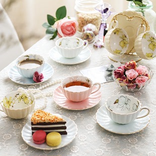 欧式咖啡杯套装小奢华家用花茶杯精致优雅下午茶杯碟英式陶瓷茶杯