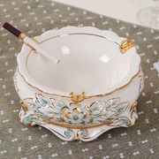 欧式烟灰缸创意个性家居时尚客厅办公室大号带盖陶瓷茶几装饰摆件