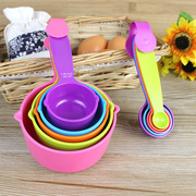 彩色加厚量勺量杯套装带刻度勺 称量克勺塑料匙套餐厨房烘焙工具