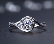 珂兰钻石 18k金钻石戒指女30分四爪求婚一克拉钻戒定制50分结婚戒